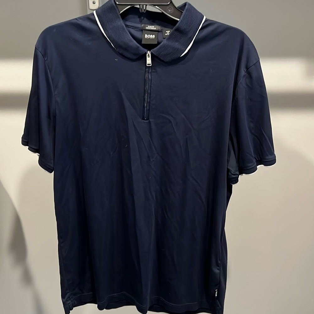 BOSS polo shirt. Navy blue with white accent